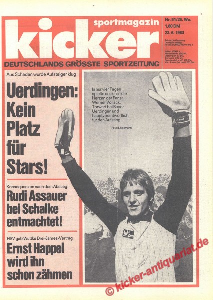 Kicker Sportmagazin Nr. 51, 23.6.1983 bis 29.6.1983