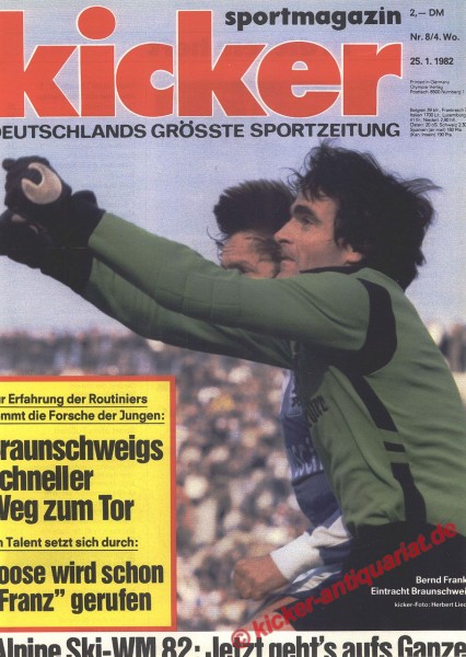 Kicker Sportmagazin Nr. 8, 25.1.1982 bis 31.1.1982