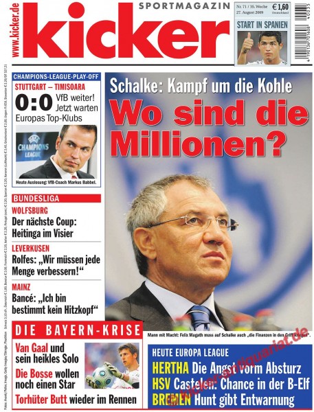 Kicker Sportmagazin Nr. 71, 27.8.2009 bis 2.9.2009