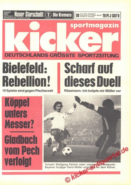 Kicker Sportmagazin Nr. 99, 9.12.1971 bis 15.12.1971