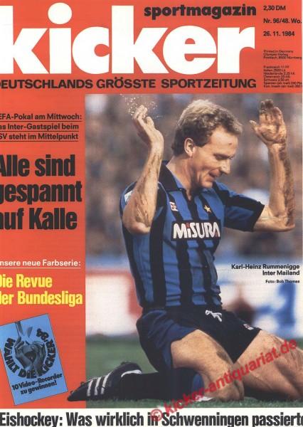 Kicker Sportmagazin Nr. 96, 26.11.1984 bis 2.12.1984
