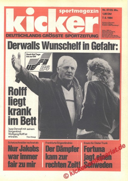 Kicker Sportmagazin Nr. 47, 7.6.1984 bis 13.6.1984