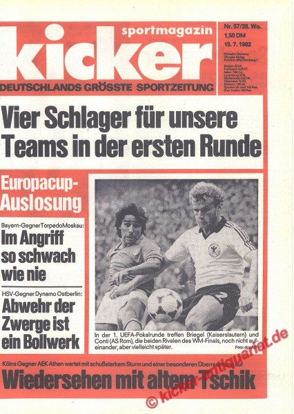 Kicker Sportmagazin Nr. 57, 15.7.1982 bis 21.7.1982
