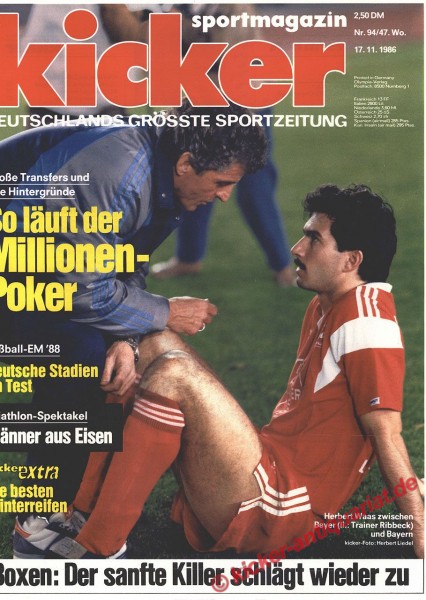 Kicker Sportmagazin Nr. 94, 17.11.1986 bis 23.11.1986