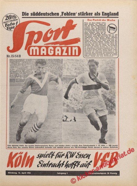 Sportmagazin Nr. 15B, 15.4.1954 bis 21.4.1954