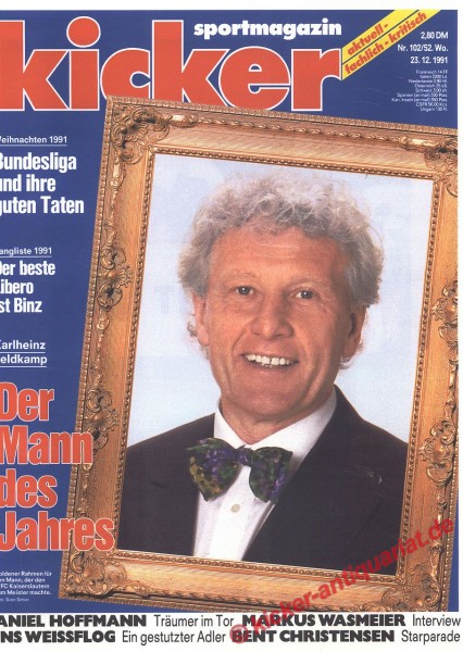 Kicker Sportmagazin Nr. 102, 23.12.1991 bis 29.12.1991