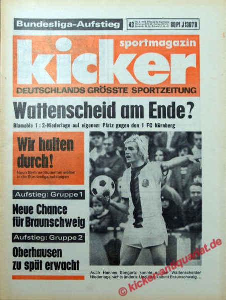 Kicker Sportmagazin Nr. 43, 23.5.1974 bis 29.5.1974