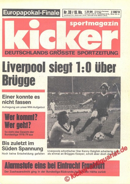 Kicker Sportmagazin Nr. 39, 11.5.1978 bis 17.5.1978