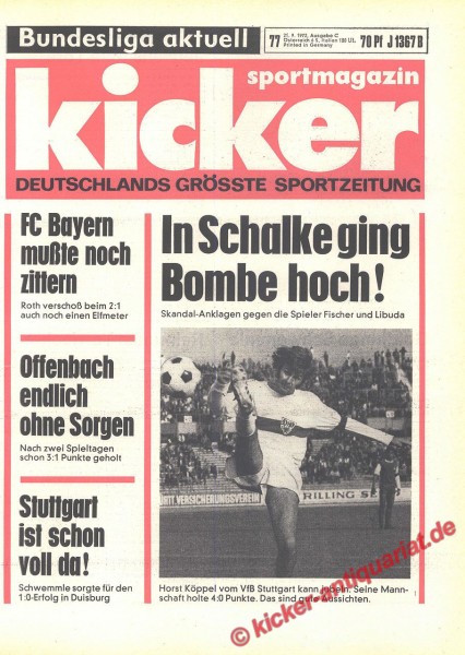 Kicker Sportmagazin Nr. 77, 21.9.1972 bis 27.9.1972