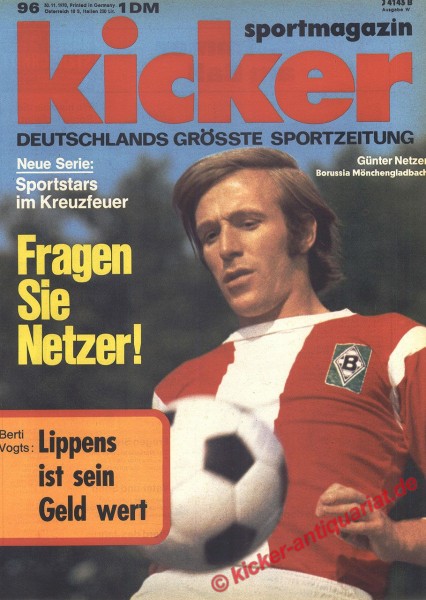 Kicker Sportmagazin Nr. 96, 30.11.1970 bis 6.12.1970