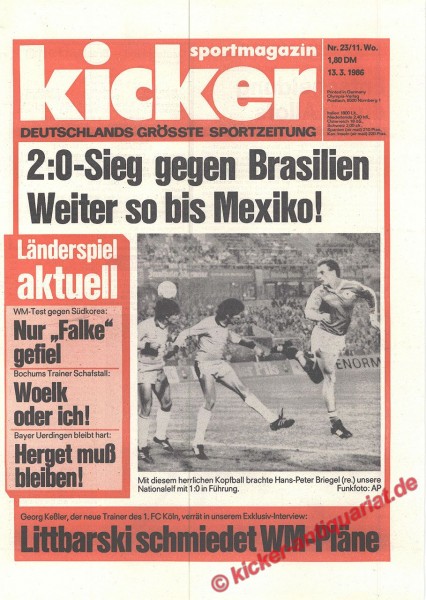 Kicker Sportmagazin Nr. 23, 13.3.1986 bis 19.3.1986