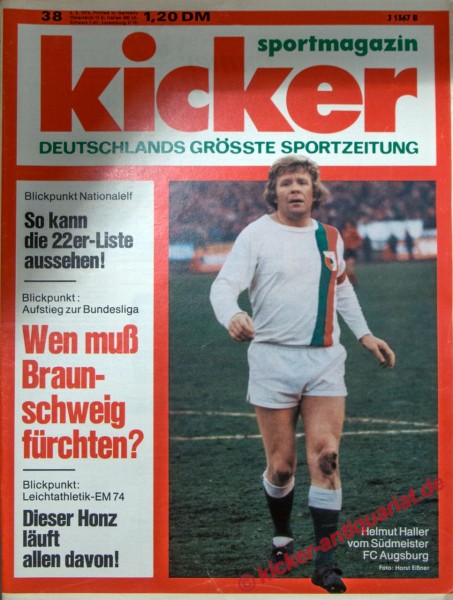 Kicker Sportmagazin Nr. 38, 6.5.1974 bis 12.5.1974