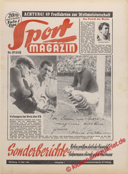 Sportmagazin Nr. 19B, 13.5.1954 bis 19.5.1954