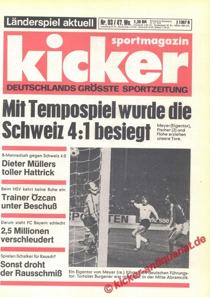 Kicker Sportmagazin Nr. 93, 17.11.1977 bis 23.11.1977