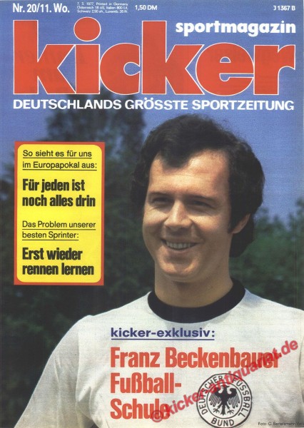 Kicker Sportmagazin Nr. 20, 7.3.1977 bis 13.3.1977