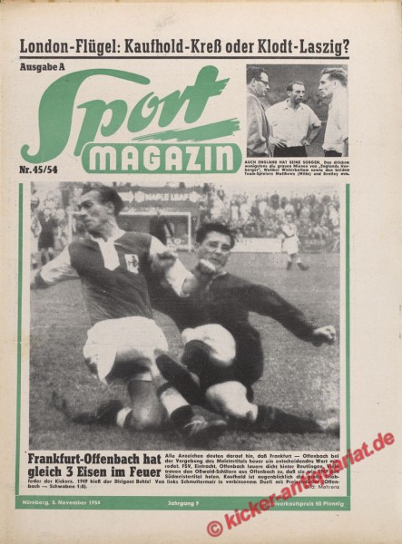 Sportmagazin Nr. 45A, 8.11.1954 bis 14.11.1954