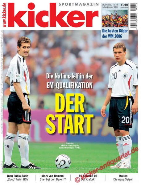 Kicker Sportmagazin Nr. 72, 4.9.2006 bis 10.9.2006