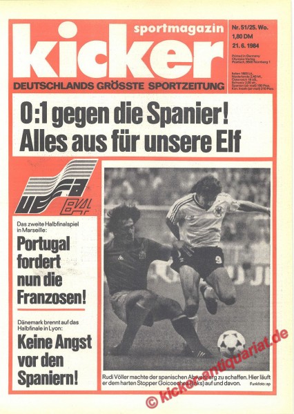 Kicker Sportmagazin Nr. 51, 21.6.1984 bis 27.6.1984