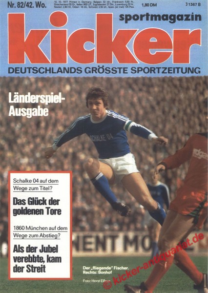 Kicker Sportmagazin Nr. 82, 10.10.1977 bis 16.10.1977