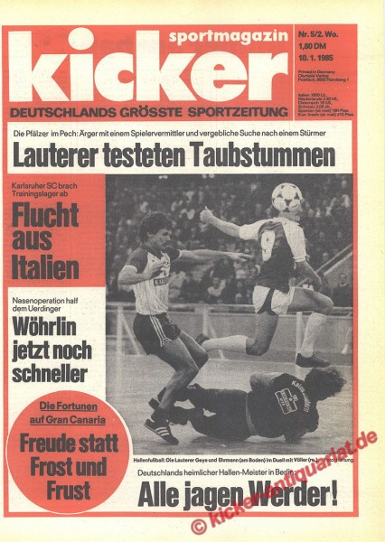 Kicker Sportmagazin Nr. 5, 10.1.1985 bis 16.1.1985