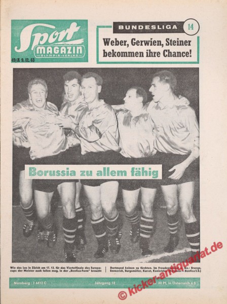 BORUSSIA DORTMUND ZU ALLEM FÄHIG! Burgsmüller, Emmerich, Konietzka, Brungs) im FREUDENTAUMEL! 5:0 gegen Benfica Lissabon