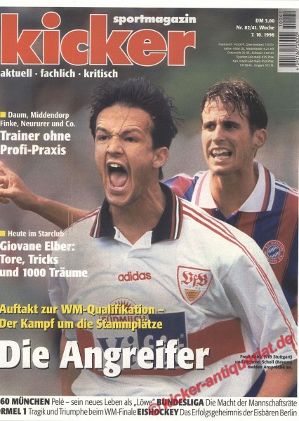 Kicker Sportmagazin Nr. 82, 7.10.1996 bis 13.10.1996