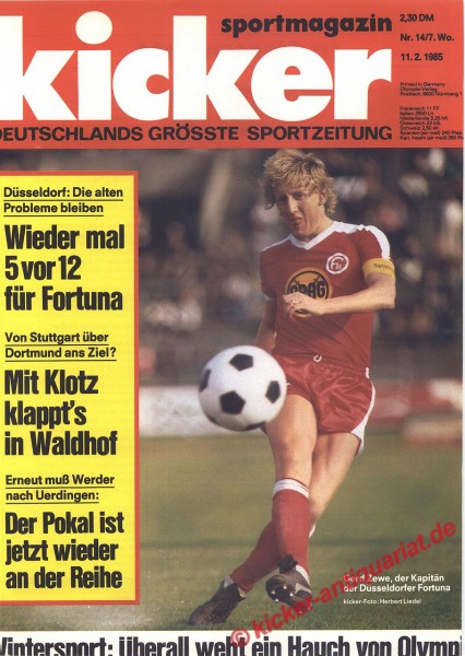 Kicker Sportmagazin Nr. 14, 11.2.1985 bis 17.2.1985