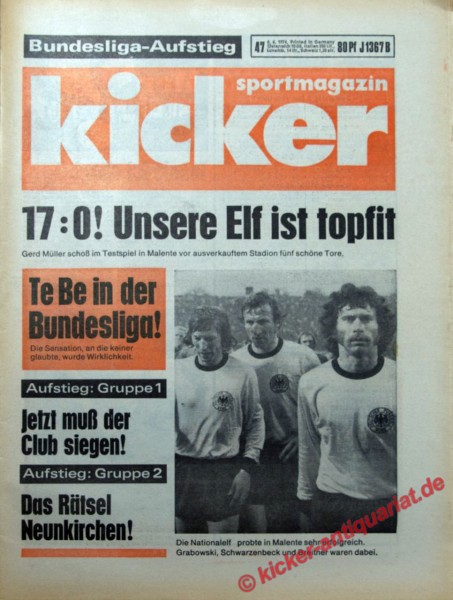 Kicker Sportmagazin Nr. 47, 6.6.1974 bis 12.6.1974