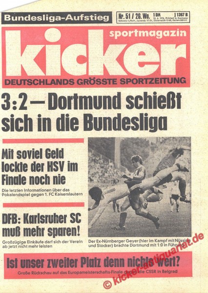 Kicker Sportmagazin Nr. 51, 24.6.1976 bis 30.6.1976