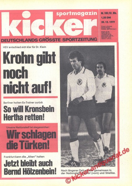 Kicker Sportmagazin Nr. 103, 20.12.1979 bis 26.12.1979