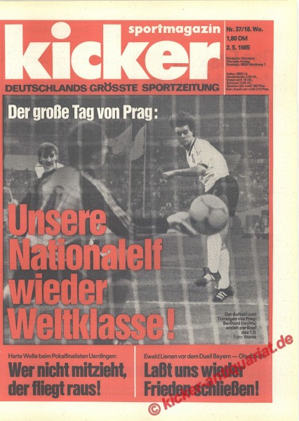 Kicker Sportmagazin Nr. 37, 2.5.1985 bis 8.5.1985