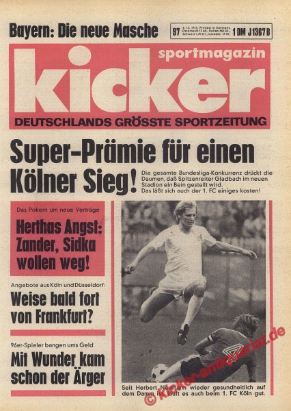 Kicker Sportmagazin Nr. 97, 4.12.1975 bis 10.12.1975