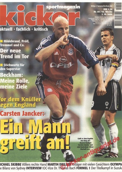 Kicker Sportmagazin Nr. 80, 2.10.2000 bis 8.10.2000