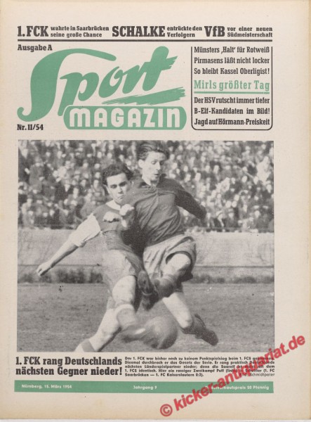 Sportmagazin Nr. 11A, 15.3.1954 bis 21.3.1954