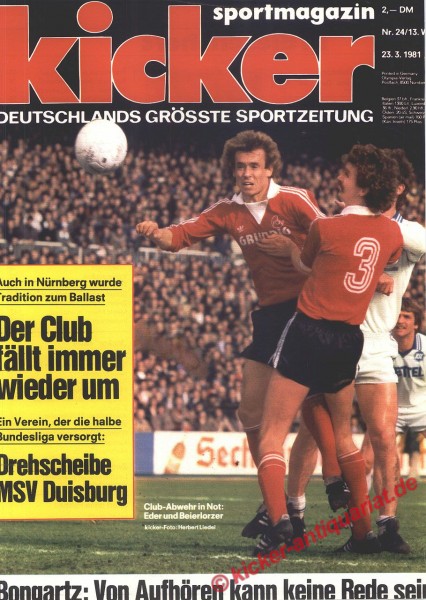 Kicker Sportmagazin Nr. 24, 23.3.1981 bis 29.3.1981