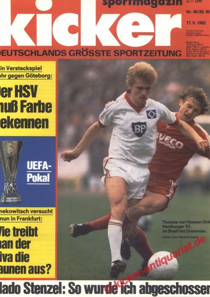 Kicker Sportmagazin Nr. 40, 17.5.1982 bis 23.5.1982