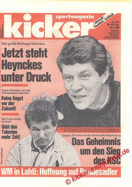 Kicker Schlagzeile: Das große Rehagel-Interview. Jetzt steht Heynckes unter Druck.