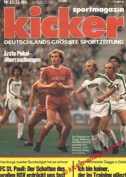 Kicker Sportmagazin Nr. 62, 1.8.1977 bis 7.8.1977