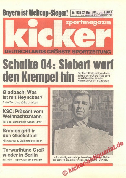 Kicker Sportmagazin Nr. 103, 23.12.1976 bis 29.12.1976