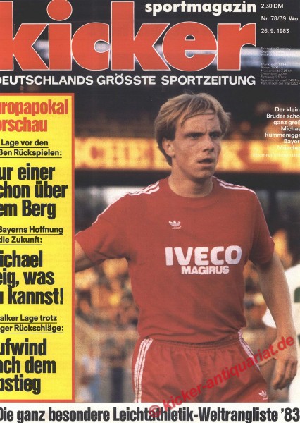 Kicker Sportmagazin Nr. 78, 26.9.1983 bis 2.10.1983