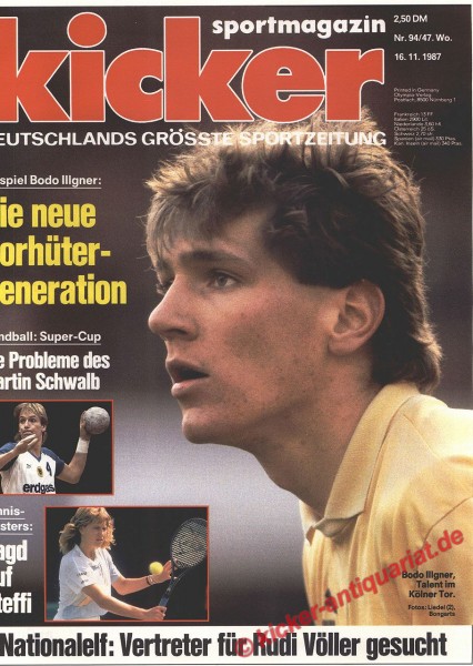 Kicker Sportmagazin Nr. 94, 16.11.1987 bis 22.11.1987