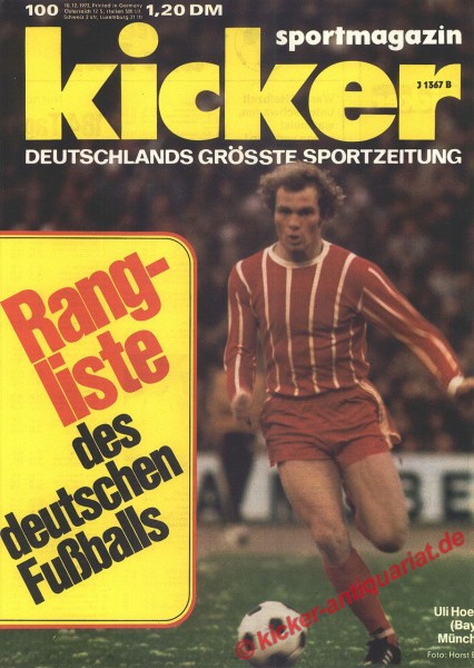 Kicker Sportmagazin Nr. 100, 10.12.1973 bis 16.12.1973