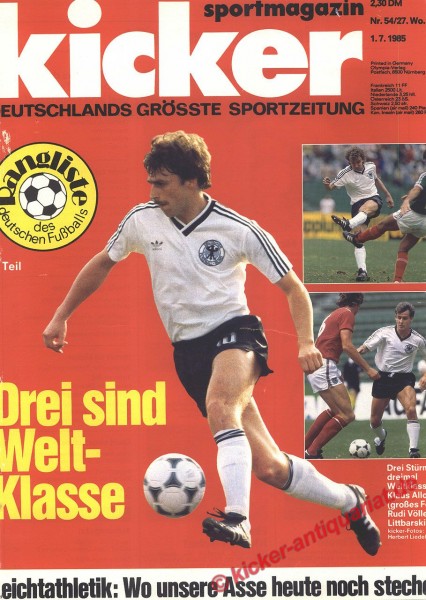 Kicker Sportmagazin Nr. 54, 1.7.1985 bis 7.7.1985