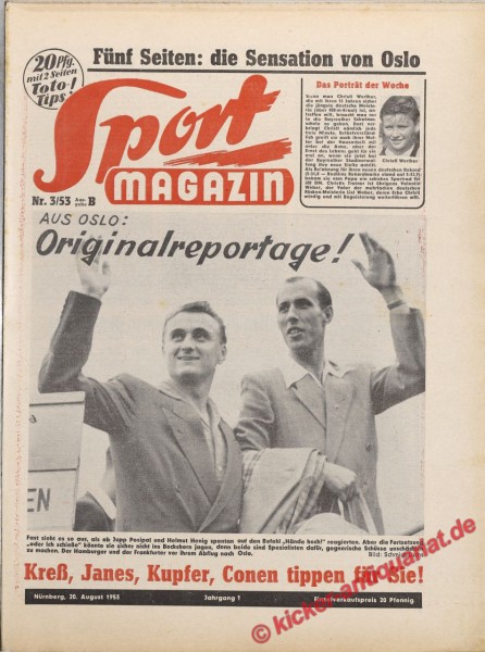 Sportmagazin Nr. 3B, 20.8.1953 bis 26.8.1953