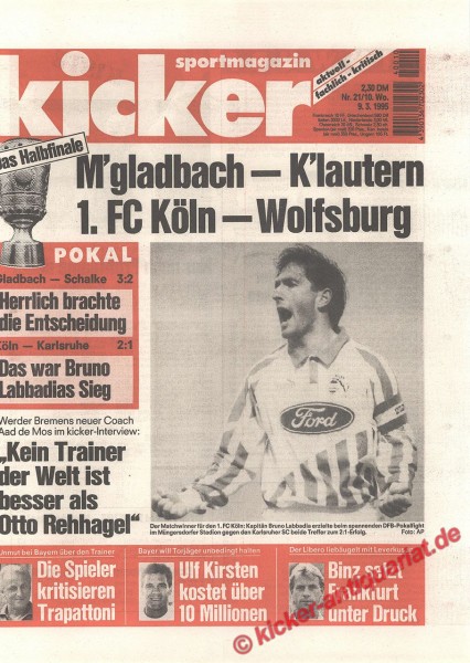 Kicker Sportmagazin Nr. 21, 9.3.1995 bis 15.3.1995