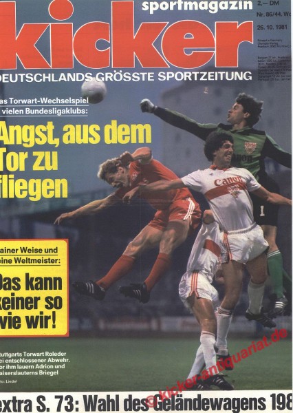 Kicker Sportmagazin Nr. 86, 26.10.1981 bis 1.11.1981