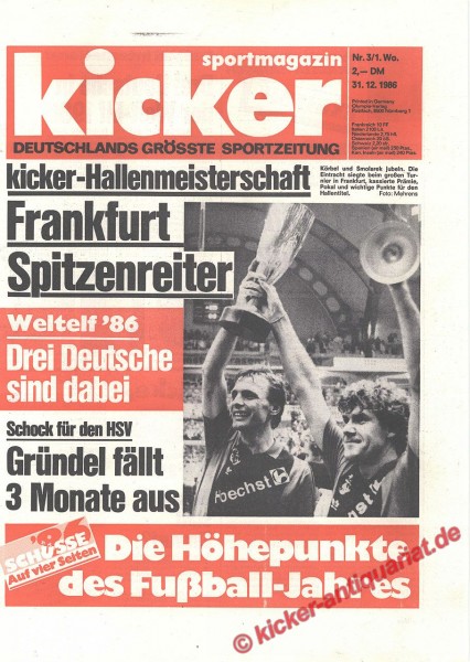 Kicker Sportmagazin Nr. 106, 31.12.1986 bis 6.1.1987