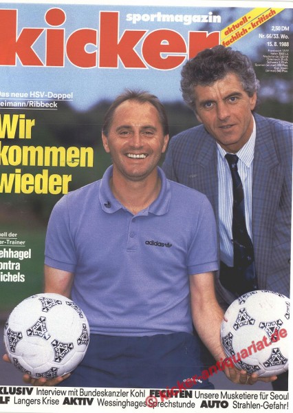 Kicker Sportmagazin Nr. 66, 15.8.1988 bis 21.8.1988