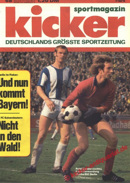 Kicker Sportmagazin Nr. 68, 20.8.1973 bis 26.8.1973