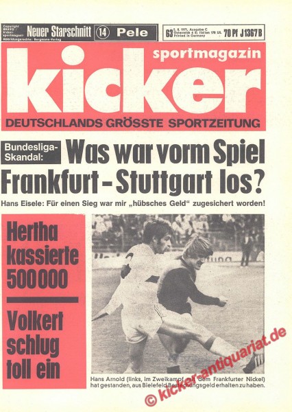 Kicker Sportmagazin Nr. 63, 5.8.1971 bis 11.8.1971